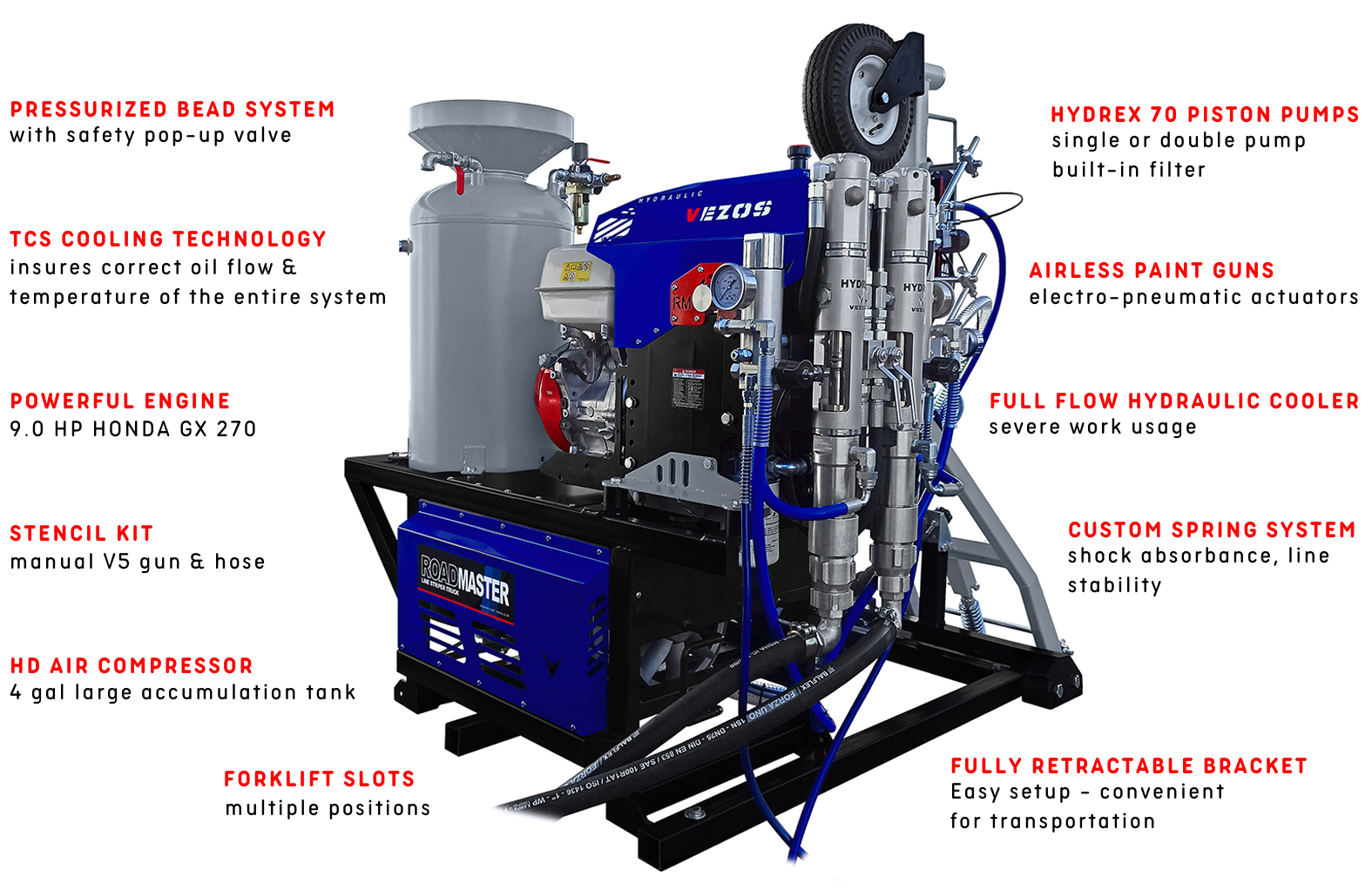 truck mounted road marking kit vezos roadmaster 2.5 - line striping pickup truck
